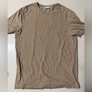 Zara Tan Short Sleeve Tee Versatile Cotton Blend